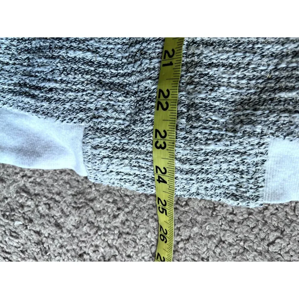 Women's Gray and White Lucky Brand Zip Sweater M